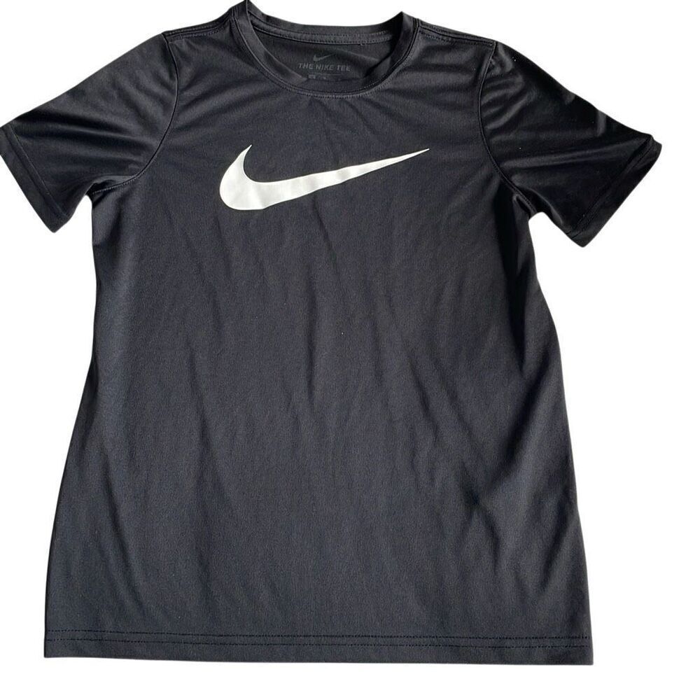 Like NWOT Nike Black White Swoosh Short Sleeve Dri-Fit Tee Shirt - Size Youth Me